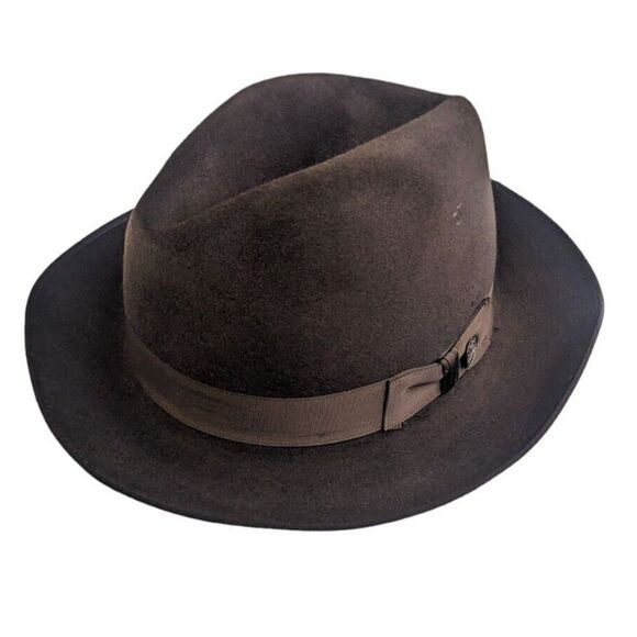 Stetson‎ Lamont Premium Fur Felt Fedora Hat Cap Brown - Picture 1 of 6